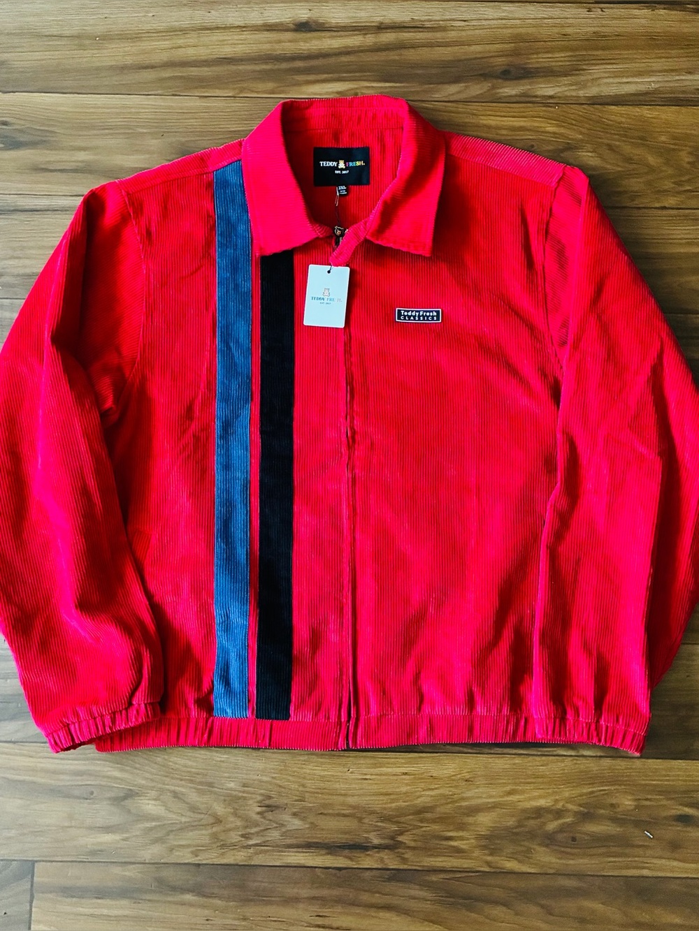 Rare Teddy Fresh Red Corduroy Men’s Jacket W/Flames Size XXL NWOT
